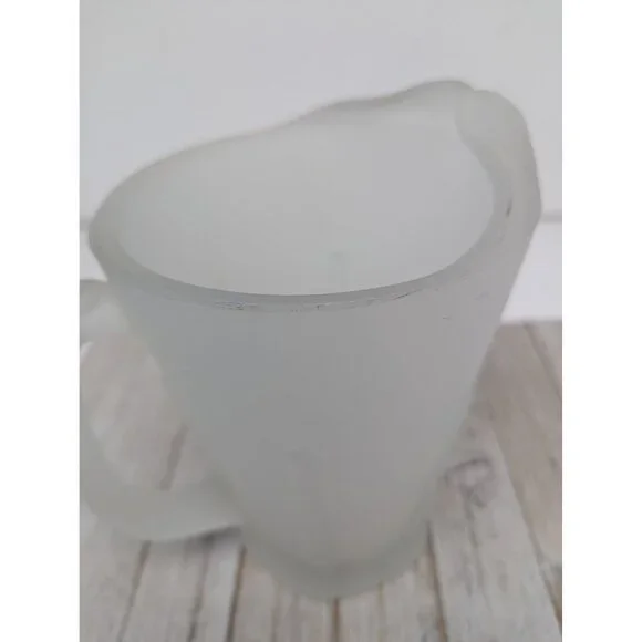 Vintage Tiara Indiana Glass Frosted Satin Glass Pitcher With Ice Lip 8 1/4" - Picture 3 of 8